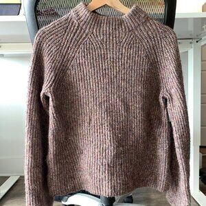 Ann Taylor Sweater Sweater Wool Blend Mock Neck Marled Pullover Jumper Ribbed Br